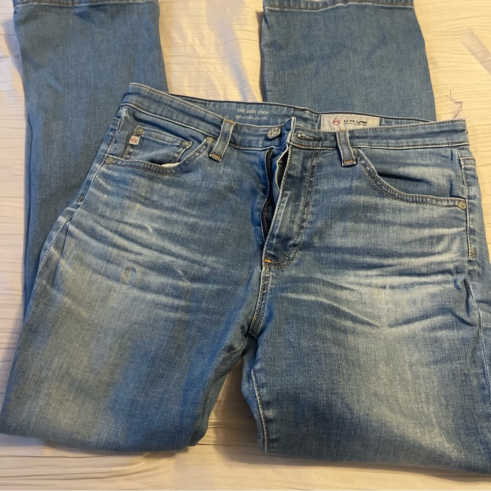 AG Adriano Goldschmied the Jodi crop blue denim jeans high rise flare size 29